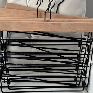 Wooden and Black Metal Hangers Set
